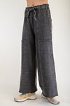 Any Direction Black Mineral Washed Wide Leg Pants