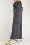 Any Direction Black Mineral Washed Wide Leg Pants