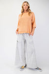 Any Direction Light Grey Mineral Washed Wide Leg Pants