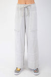 Any Direction Light Grey Mineral Washed Wide Leg Pants