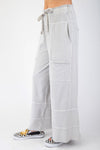 Any Direction Light Grey Mineral Washed Wide Leg Pants