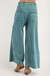 Any Direction Teal Green Mineral Washed Wide Leg Pants