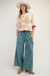 Any Direction Teal Green Mineral Washed Wide Leg Pants