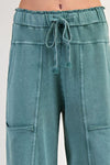 Any Direction Teal Green Mineral Washed Wide Leg Pants