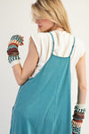 Replay The Night Faded Teal Mineral Washed Cotton Jumpsuit