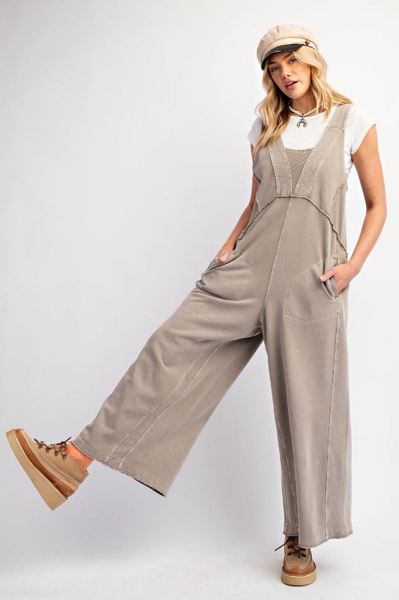 Ready For Action Mushroom Washed Soft Terry Knit Jumpsuit