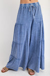 Faithfully Yours Washed Denim Mineral Washed Tiered Pants