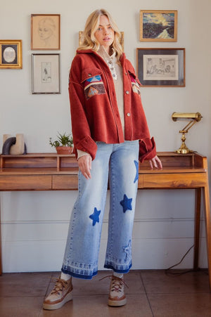 Star Struck Washed Star Patch Denim Pants