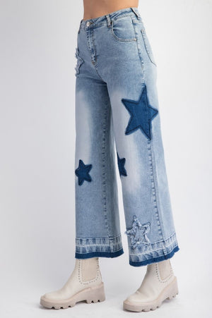 Star Struck Washed Star Patch Denim Pants