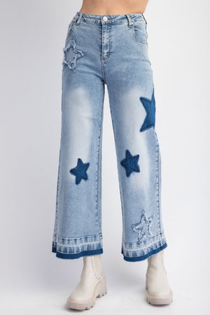 Star Struck Washed Star Patch Denim Pants