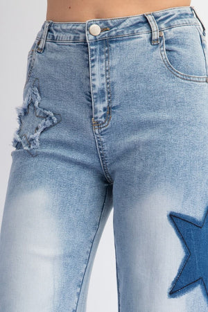 Star Struck Washed Star Patch Denim Pants