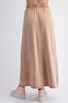 Easy Like Sunday Camel Mineral Washed Terry Knit Maxi Skirt