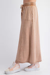 Easy Like Sunday Camel Mineral Washed Terry Knit Maxi Skirt