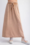 Easy Like Sunday Camel Mineral Washed Terry Knit Maxi Skirt