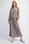 Easy Like Sunday Mocha Mineral Washed Terry Knit Maxi Skirt