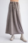 Easy Like Sunday Mocha Mineral Washed Terry Knit Maxi Skirt