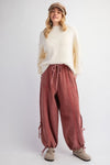 Catch Me If You Can Crimson Lace Detailing Mineral Washed Pants