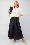 Gilded Grace Black Silky Satin Maxi Skirt