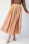 Gilded Grace Latte Silky Satin Maxi Skirt