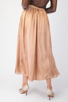 Gilded Grace Latte Silky Satin Maxi Skirt