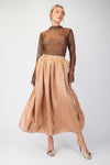 Gilded Grace Latte Silky Satin Maxi Skirt