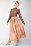 Gilded Grace Latte Silky Satin Maxi Skirt