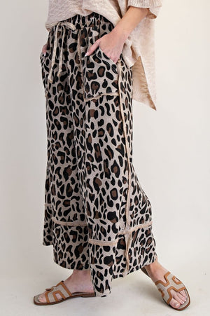 On The Hunt Mushroom Animal Print Mineral Washed Wide Leg Pants