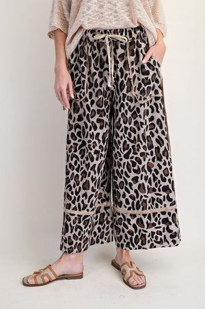 On The Hunt Mushroom Animal Print Mineral Washed Wide Leg Pants