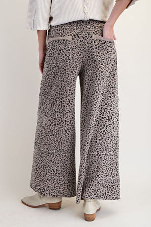 Dare To Be Wild Ash Mocha Mineral Washed Wide Leg Pants