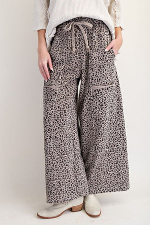 Dare To Be Wild Ash Mocha Mineral Washed Wide Leg Pants