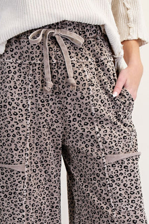 Dare To Be Wild Ash Mocha Mineral Washed Wide Leg Pants