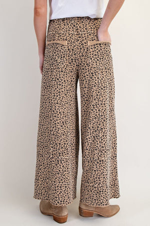Dare To Be Wild Camel Mineral Washed Wide Leg Pants