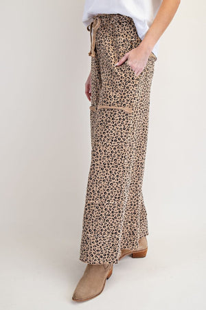 Dare To Be Wild Camel Mineral Washed Wide Leg Pants