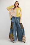 Starstruck Patchwork Mixed Print Washed Denim Pants