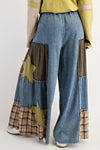 Starstruck Patchwork Mixed Print Washed Denim Pants