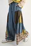 Starstruck Patchwork Mixed Print Washed Denim Pants