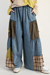 Starstruck Patchwork Mixed Print Washed Denim Pants