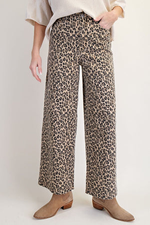 Running Wild Animal Print Wide Leg Pants