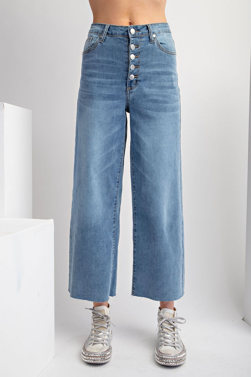 Do Your Part Five Button Front Washed Stretch Denim Pants