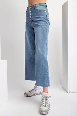 Do Your Part Five Button Front Washed Stretch Denim Pants