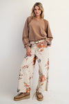 Golden Garden Flower Print Khaki Pants