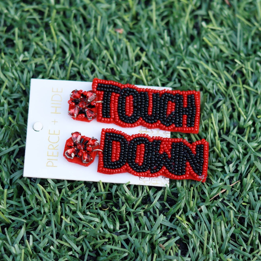 Red + Black Game Day Touch Down Earrings
