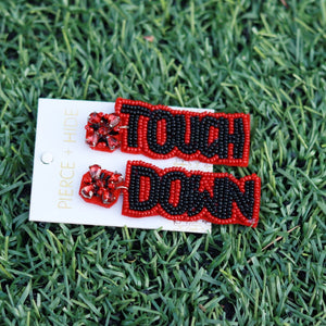 Red + Black Game Day Touch Down Earrings