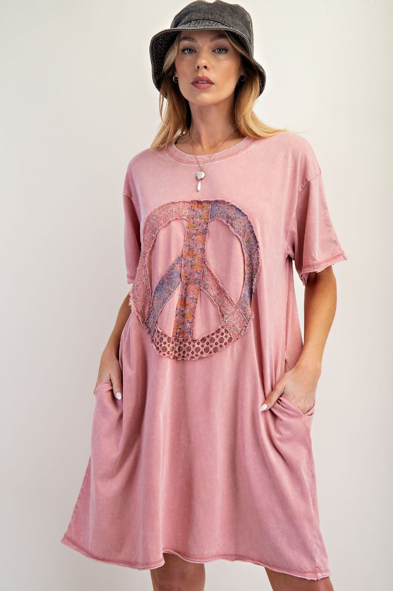 Patch of Peace Washed Cotton Jersey Tunic Dress