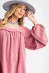 Whispered Ruffles Vintage Rose Washed Cotton Gauze Ruffle Dress