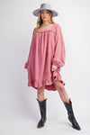 Whispered Ruffles Vintage Rose Washed Cotton Gauze Ruffle Dress