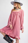 Whispered Ruffles Vintage Rose Washed Cotton Gauze Ruffle Dress