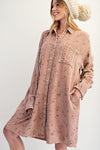 Mocha Mousse Daydream Cotton Gauze Washed Shirt Dress