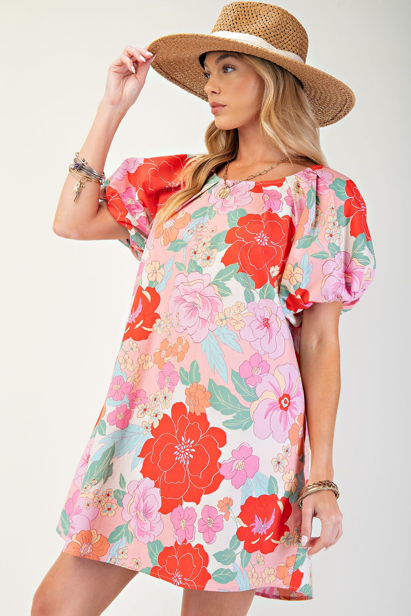 In Full Bloom Floral Print Dress