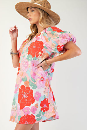In Full Bloom Floral Print Dress